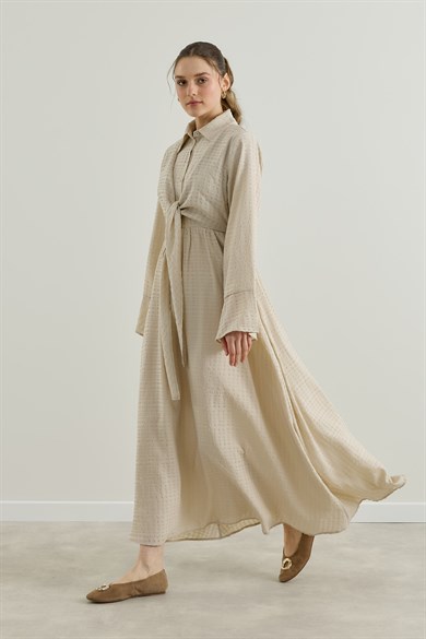 Viona Nakışlı Gömlek Etek Vual Takım Ekru