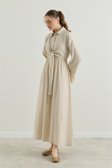 Viona Nakışlı Gömlek Etek Vual Takım Ekru