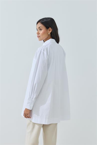 Pili Patlı Gömlek Beyaz