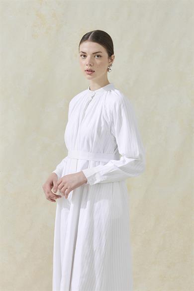  Pamuk Fisto Elbise Beyaz