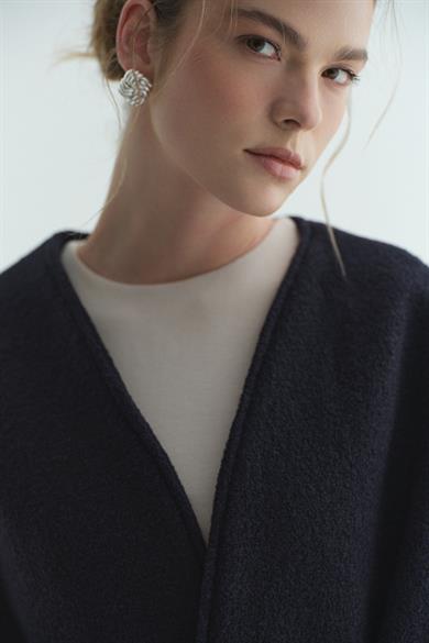 Astarlı Kaşe Kimono Lacivert Buklet