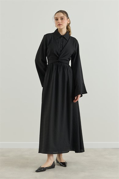 Viona Nakışlı Gömlek Etek Vual Takım Siyah