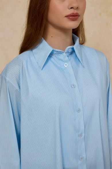 Çizgili Basic Poplin Gömlek
