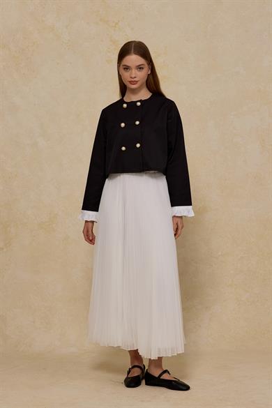 Kolu Garnili Ceket Siyah