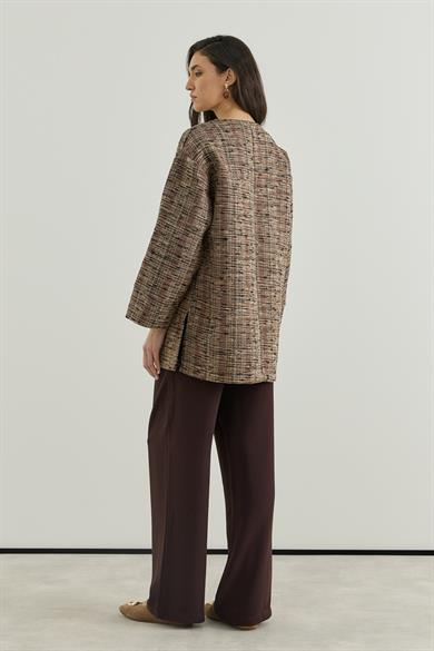 Atkı Detaylı Kendinden Desenli Tüvit Tunik
