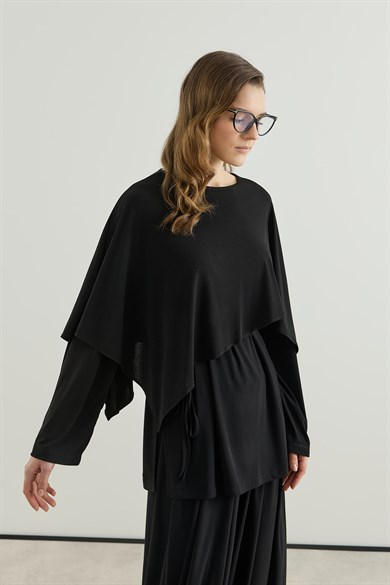 Asimetrik Kesim Tunik Pantolon Sandy Takım Siyah