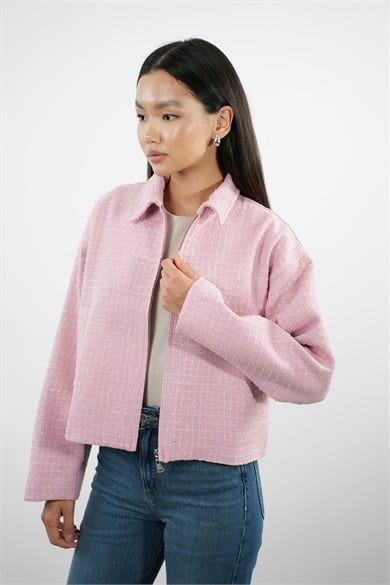 Oversize Fermuarlı Tüvit Astarlı Ceket
