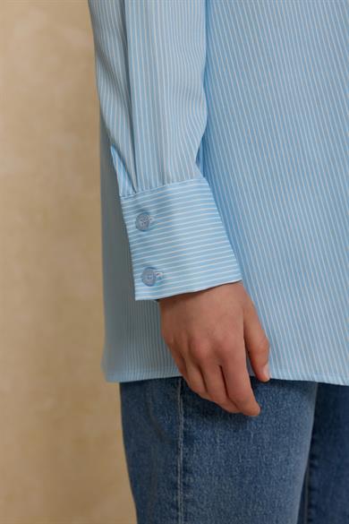 Çizgili Basic Poplin Gömlek