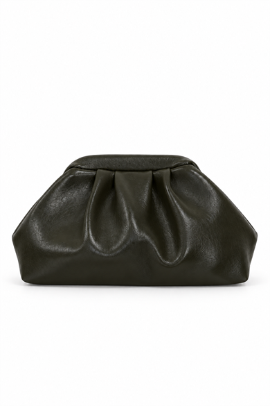 Deri Büzgü Detaylı Pouch Omuz Çantası