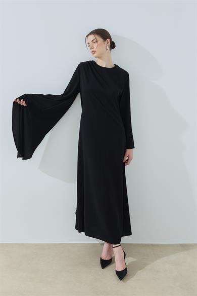 Enda Kol Detaylı Abiye Elbise Siyah