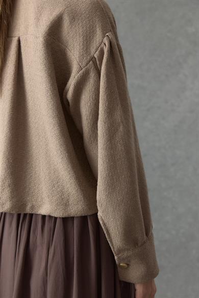 Crop Tüvit Gömlek Sütlü Kahve