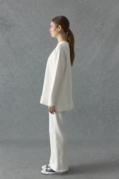 Üç iplik Sweat Takım Ekru