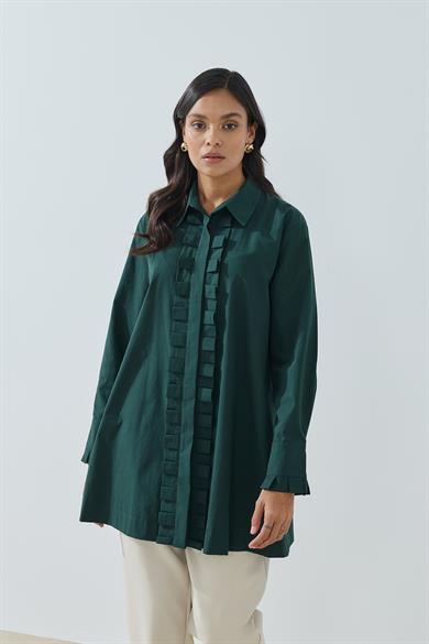 Pili Patlı Gömlek Zümrüt Yeşili