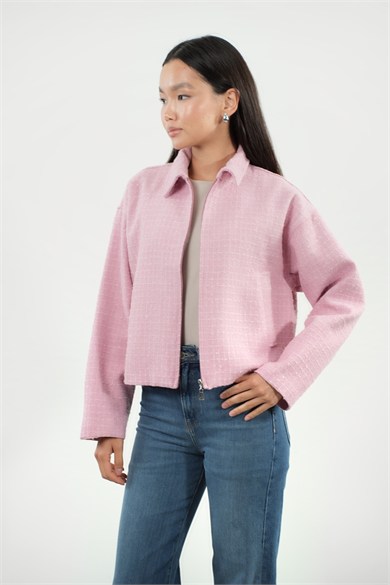 Oversize Fermuarlı Tüvit Astarlı Ceket