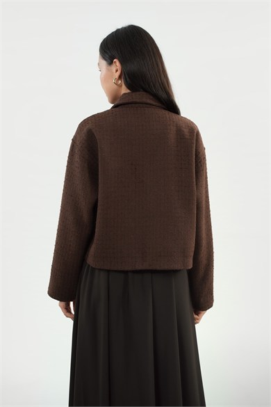Oversize Fermuarlı Tüvit Astarlı Ceket
