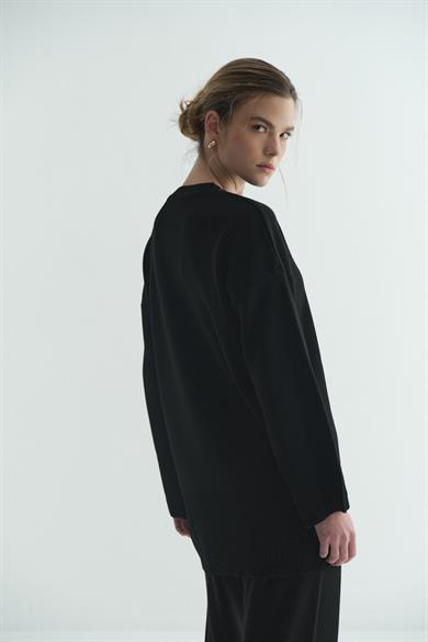 Ribana Geçişli Triko Takım Siyah