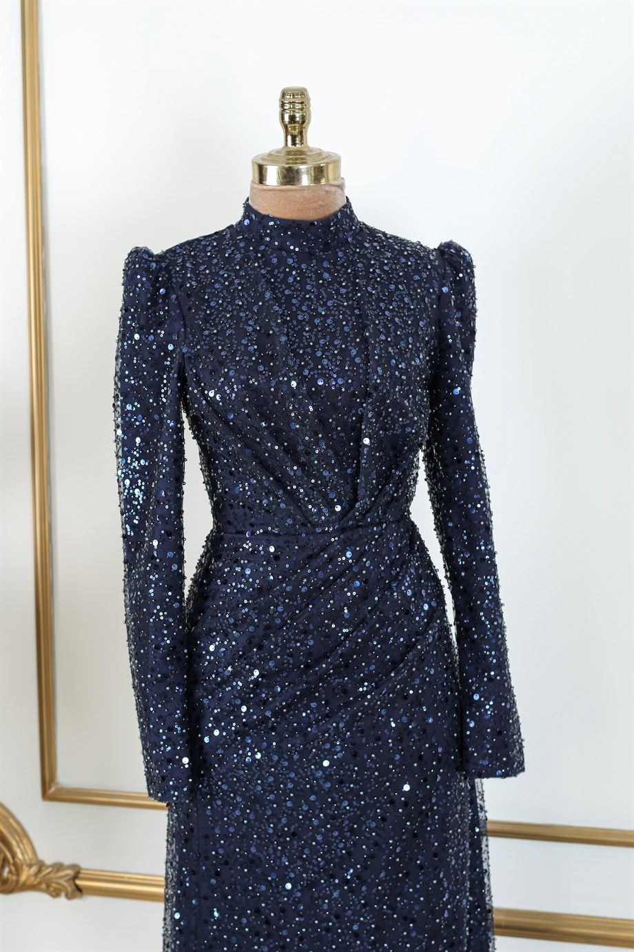 Ahenk Hijab Evening Dresses Navy Blue