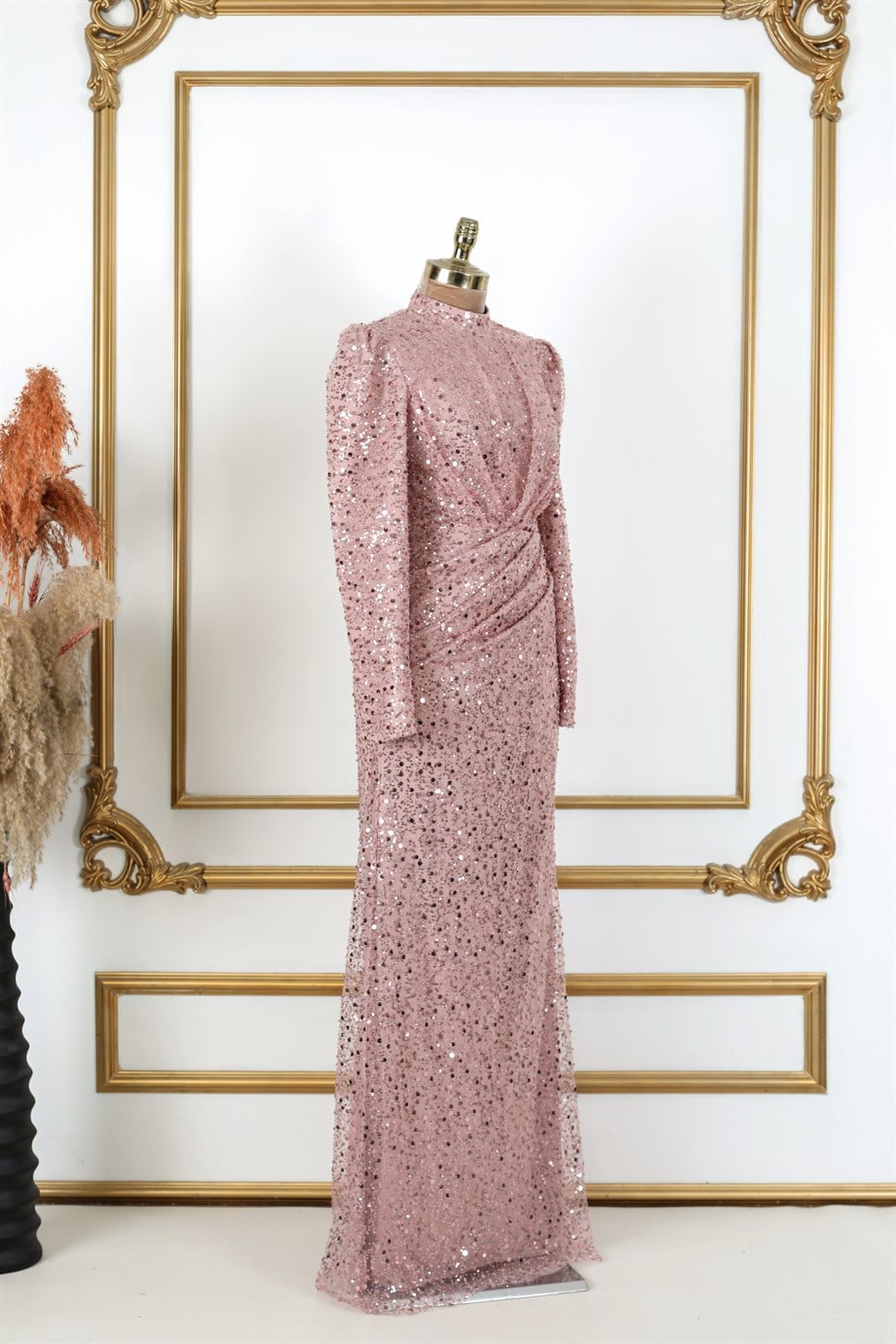 Ahenk Hijab Evening Dresses Powder
