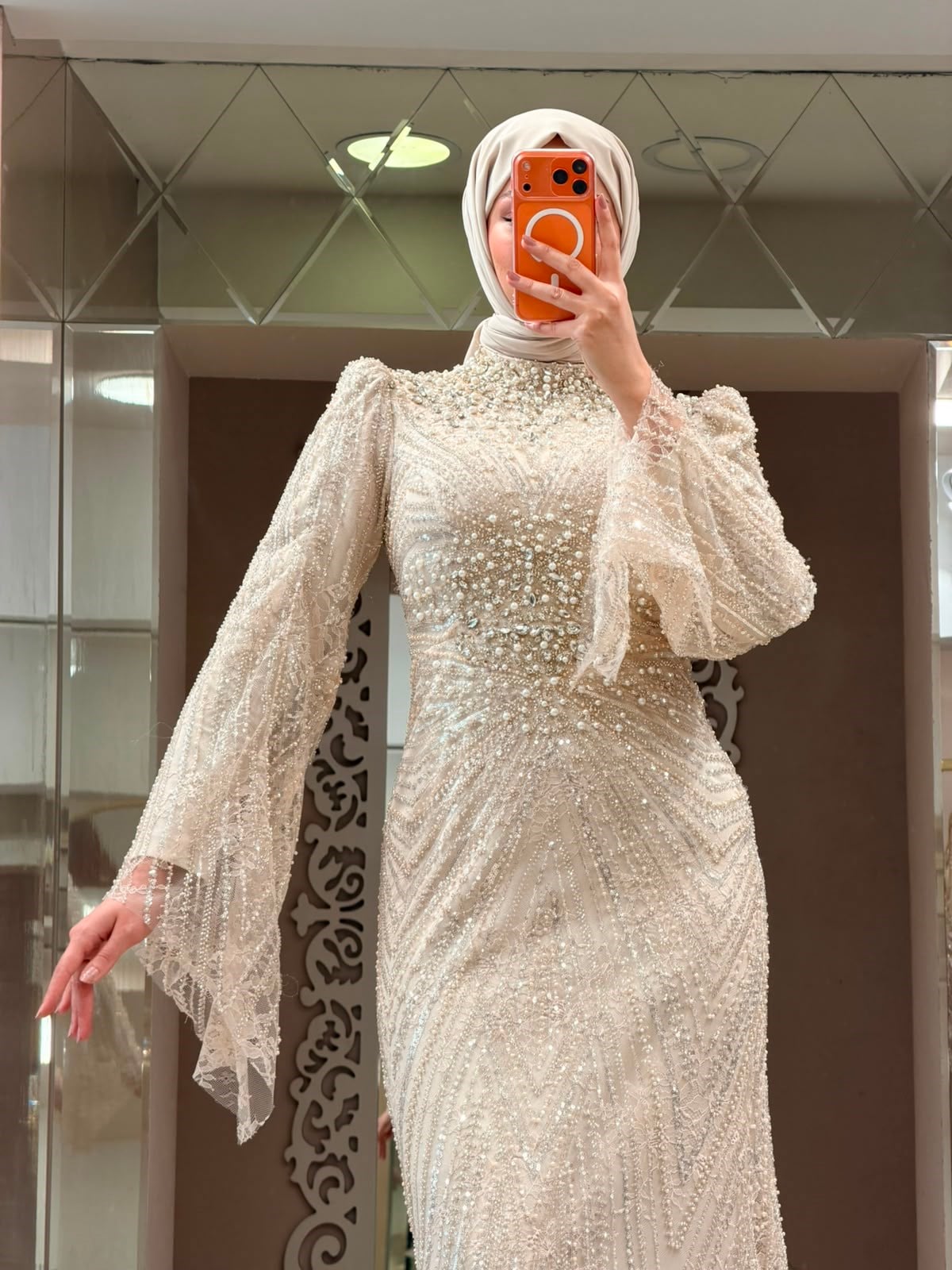 Diamond Abiye Bej