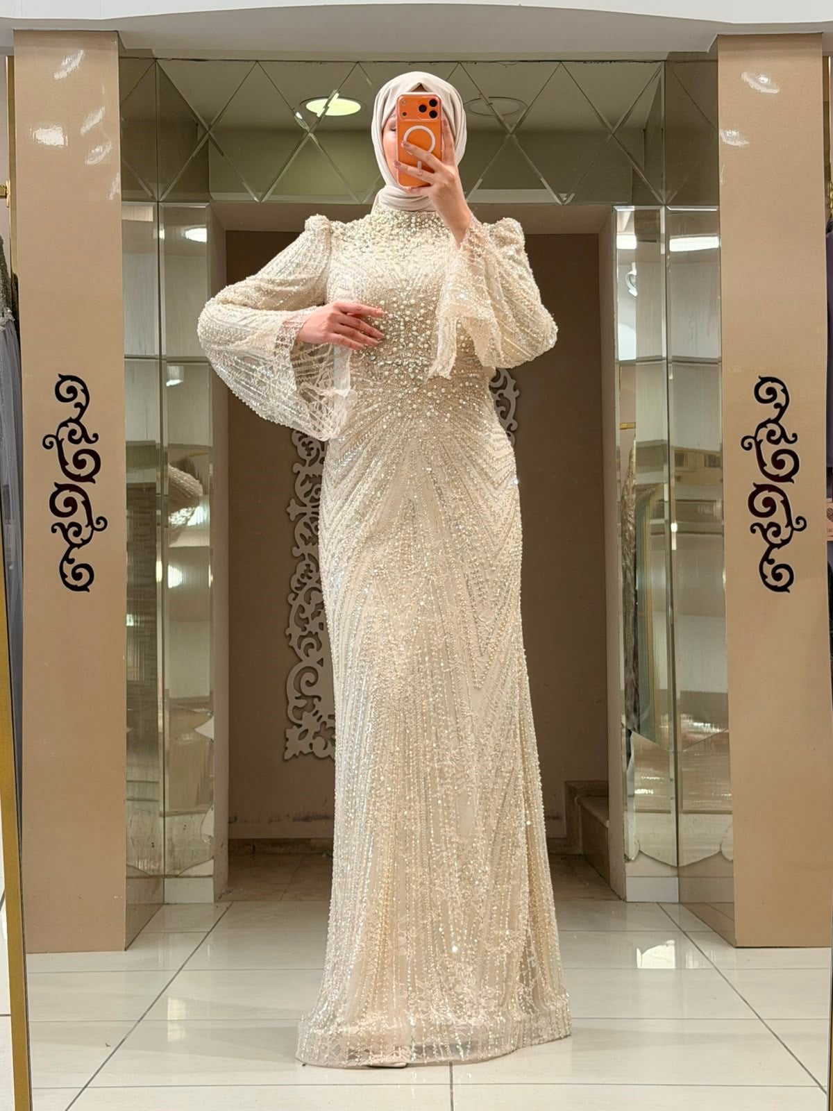 Diamond Abiye Bej