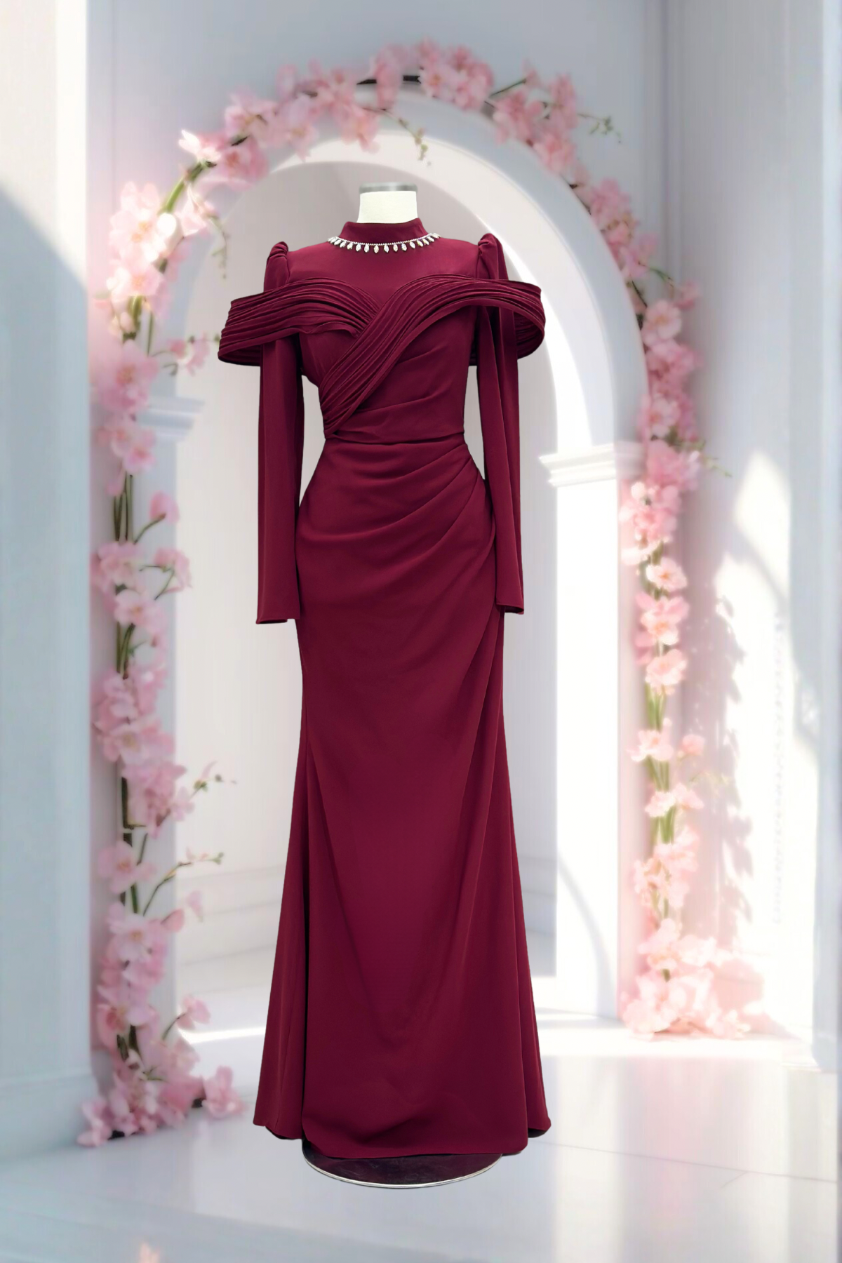 Dila Krep Abiye Bordo