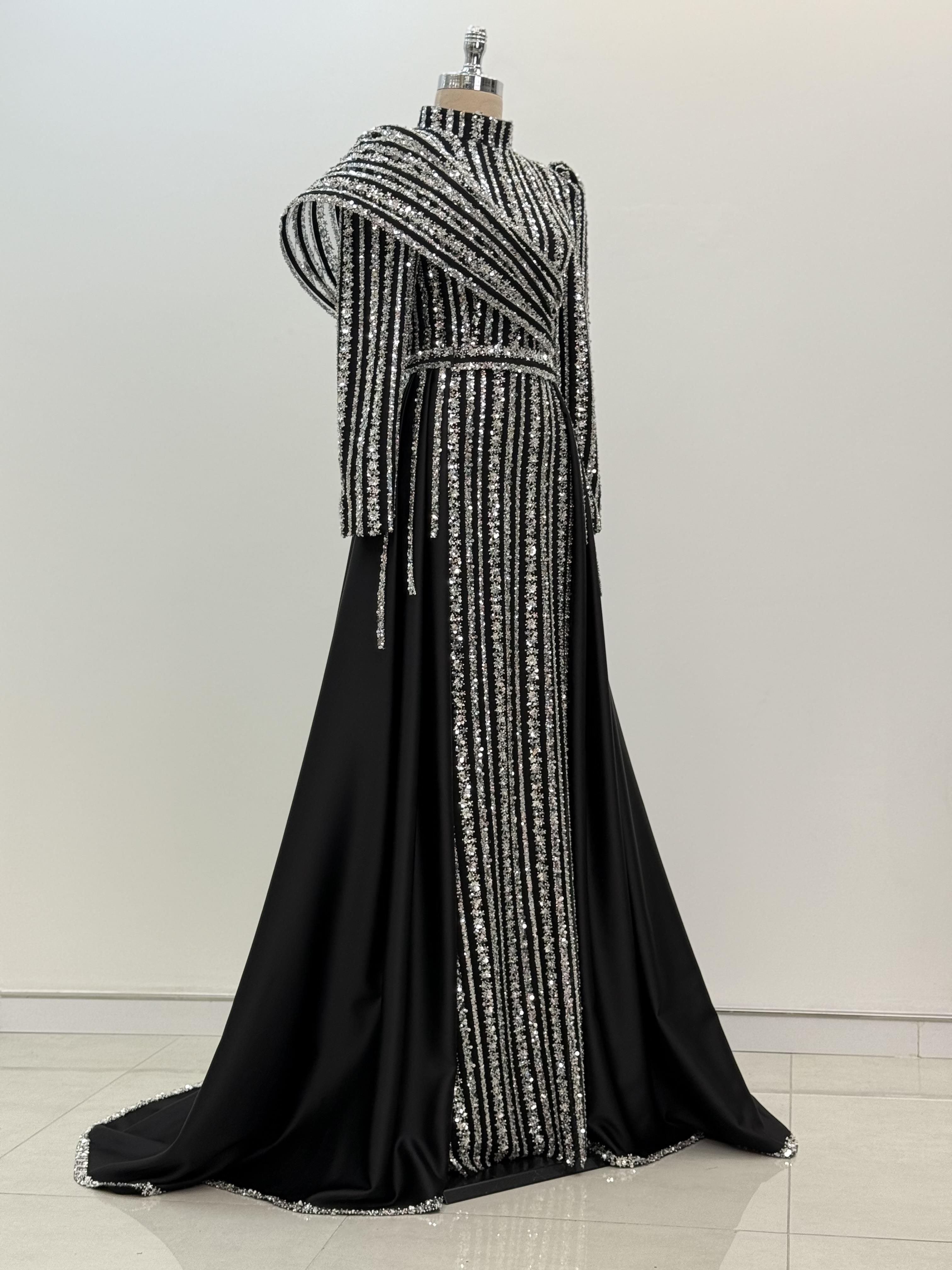 Elegance Abiye Siyah Gümüş