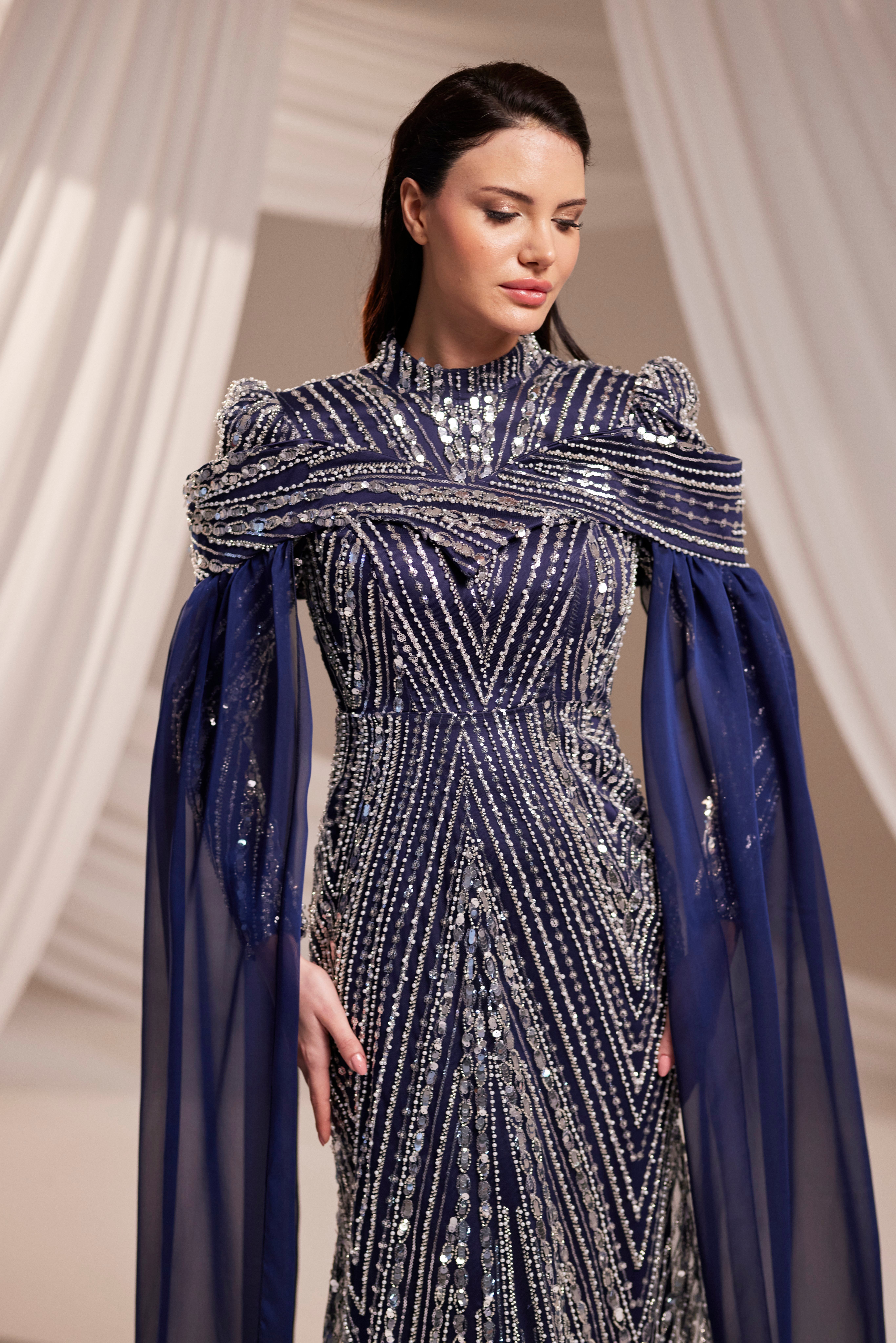 Elmas Abiye Lacivert