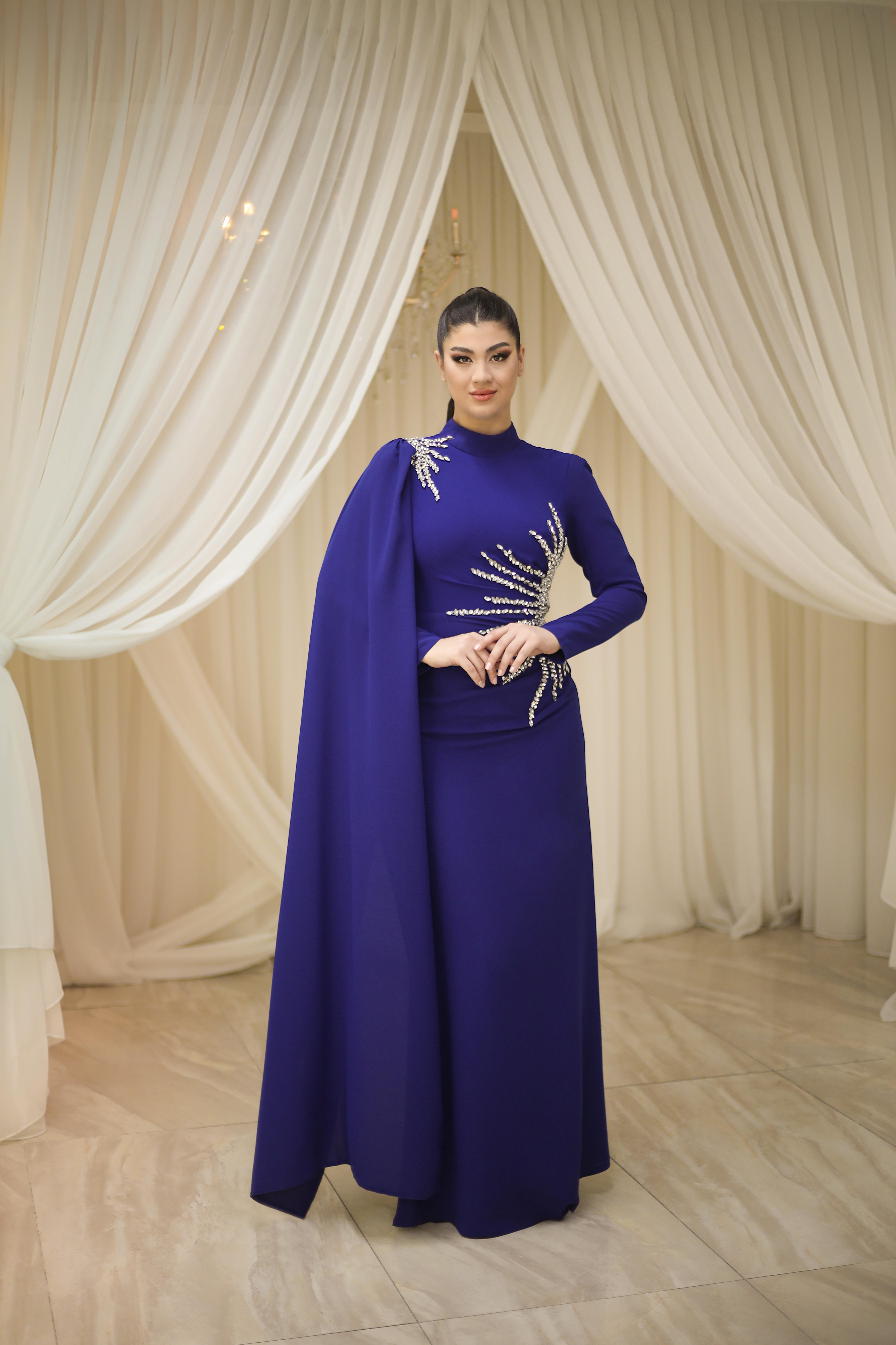 Güneş Abiye Taş İşlemeli Saks 