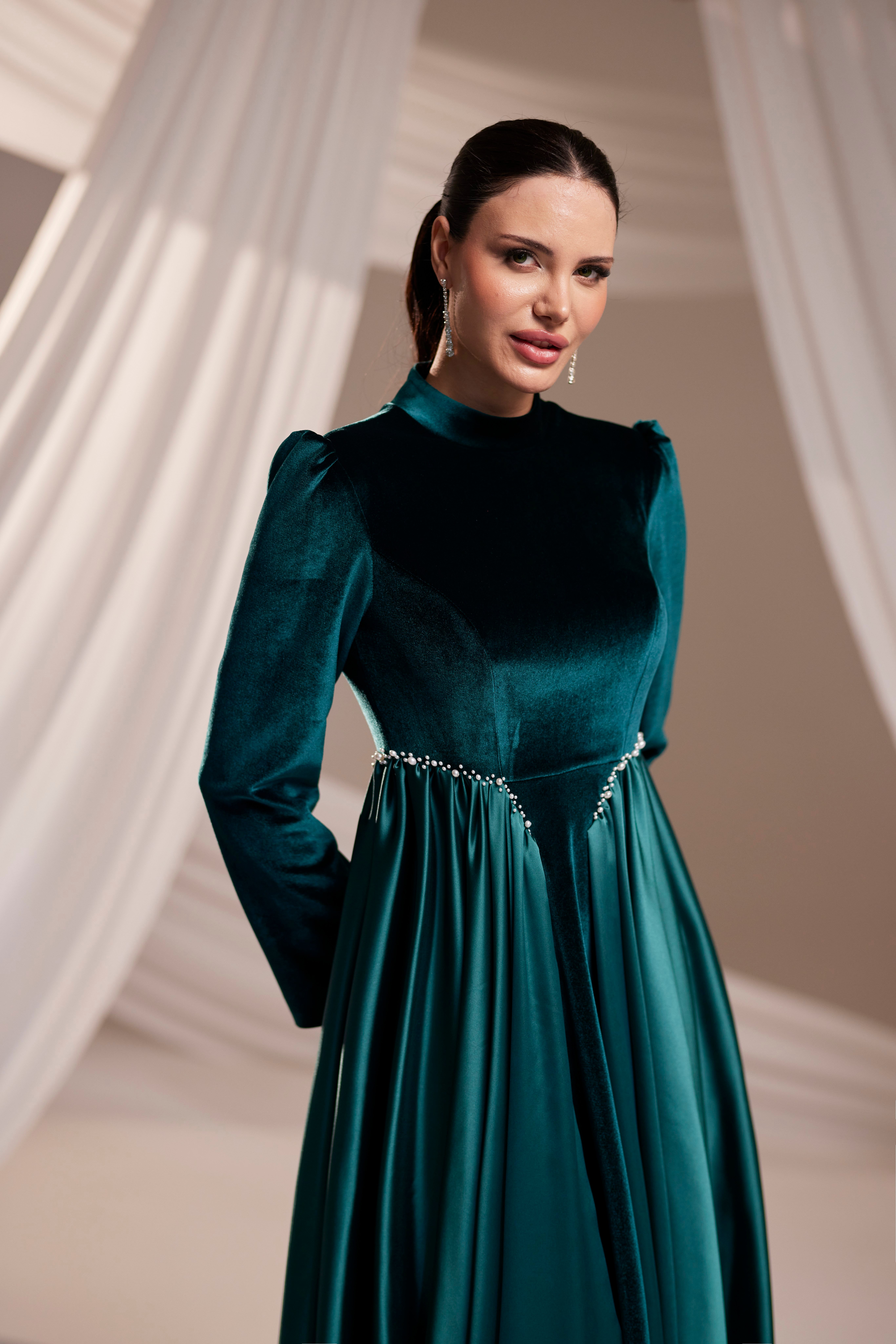 Kadife Abiye Zümrüt