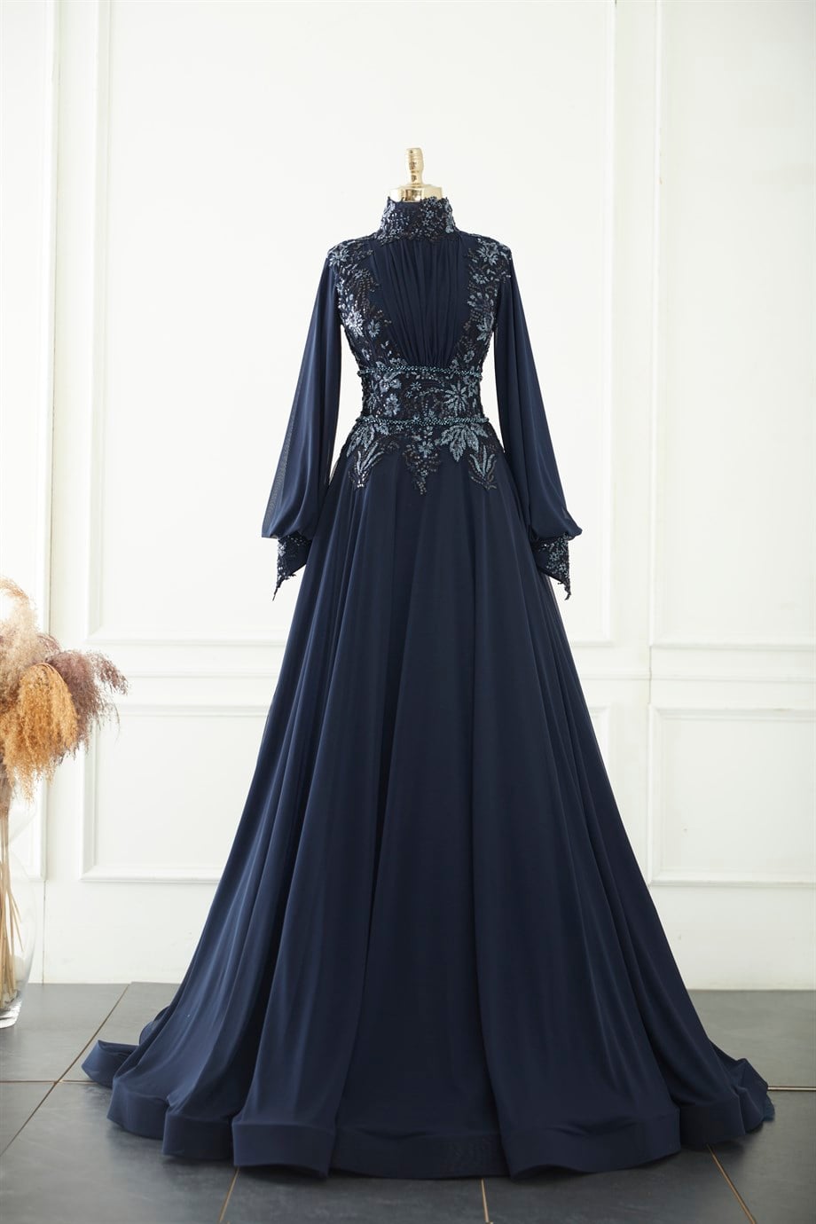Prenses Tesettür Nişanlık Navy Blue