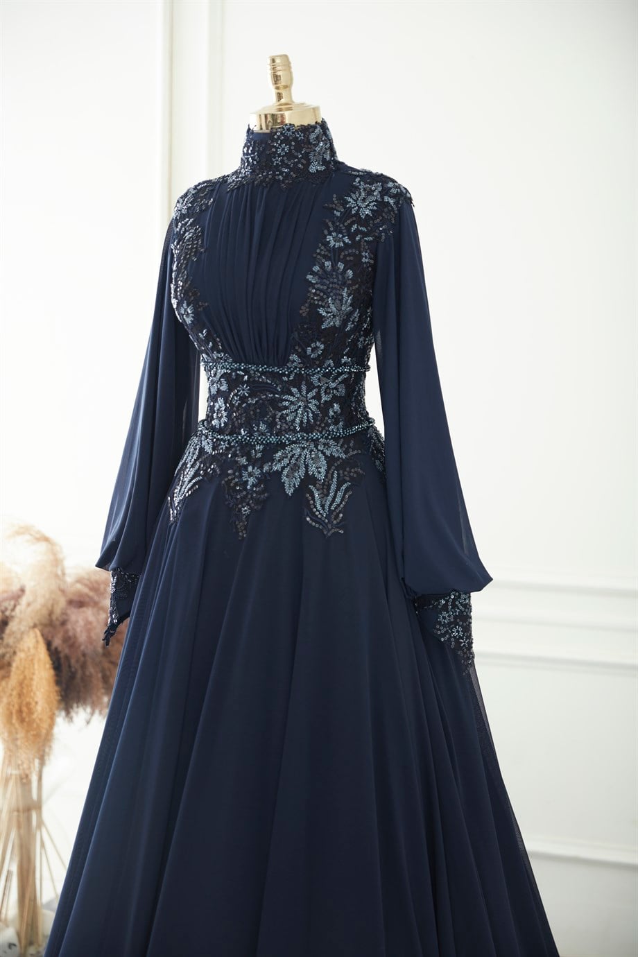 Prenses Tesettür Nişanlık Navy Blue