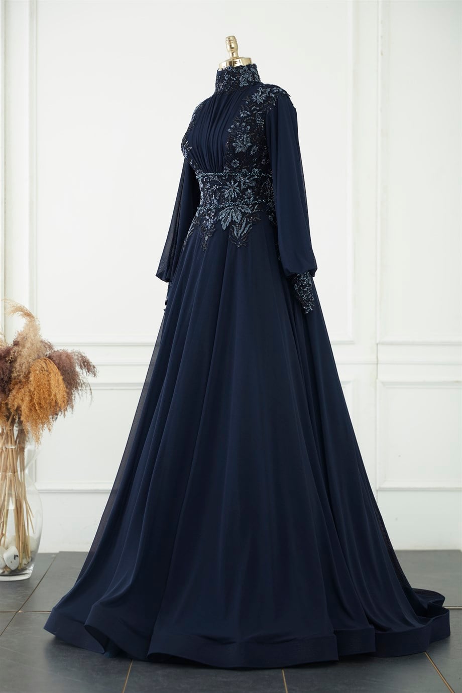 Prenses Tesettür Nişanlık Navy Blue