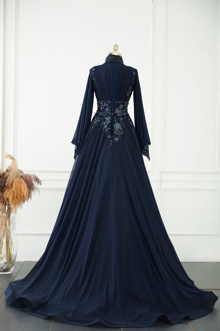 Prenses Tesettür Nişanlık Navy Blue