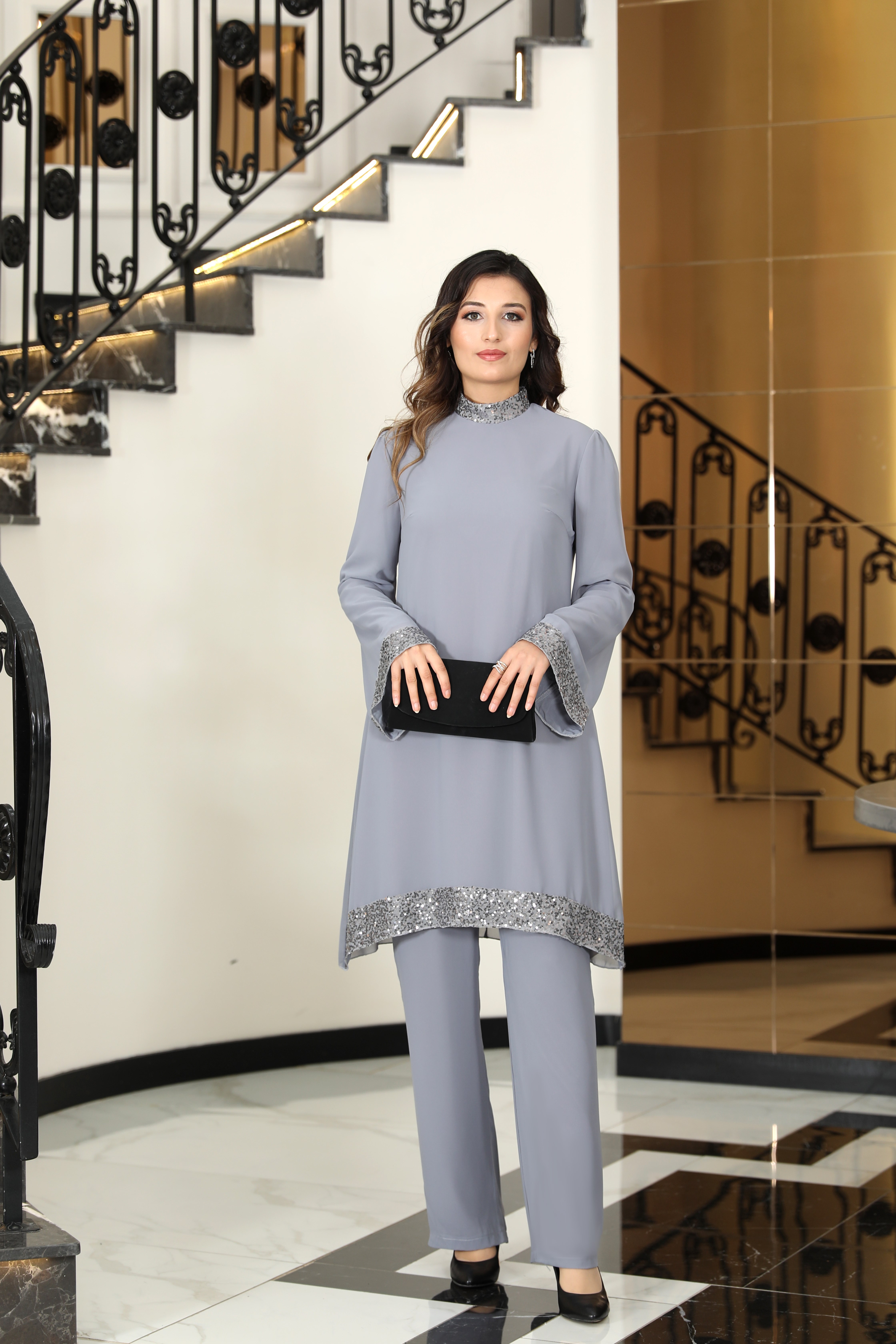 Umay Şifon Kumaş Pantolon İkili Takım 