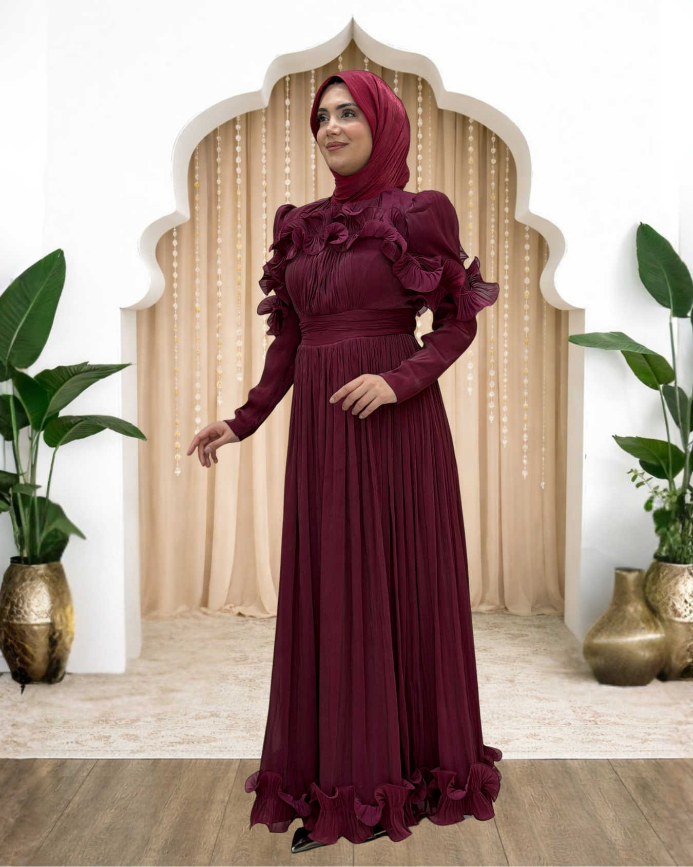 Yeliz Abiye Bordo