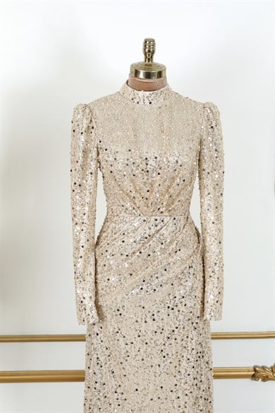 Ahenk Tesettür Abiye Bej 