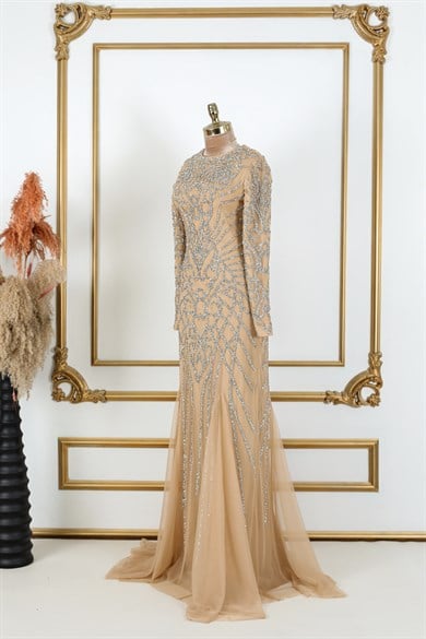 Ahu Tesettür Abiye Gold