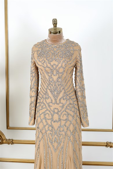 Ahu Tesettür Abiye Gold