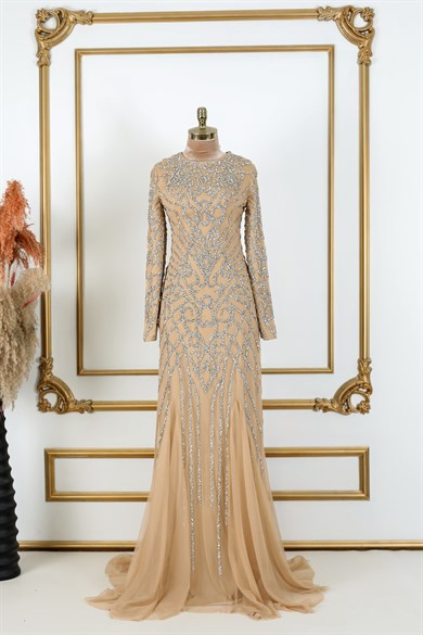 Ahu Tesettür Abiye Gold