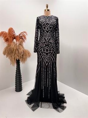 Ahu Tesettür Abiye Siyah