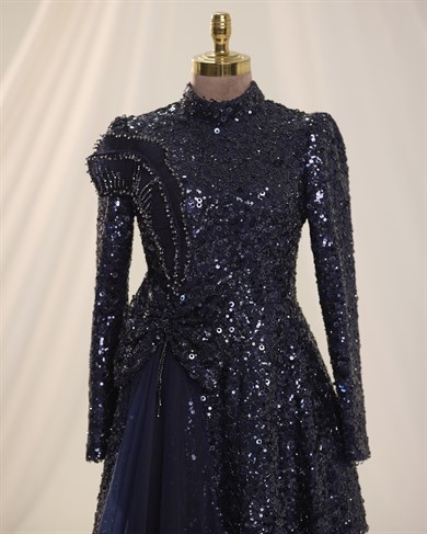 Bukle Abiye Lacivert