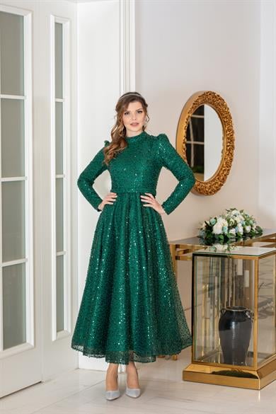 Çalıkuşu Evening Dress Emerald