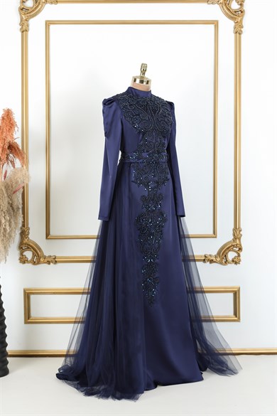 Cemre Tesettür Abiye Lacivert 