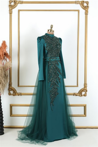 Cemre Tesettür Abiye Zümrüt