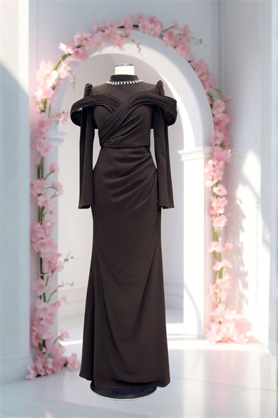 Dila Krep Abiye Kahverengi