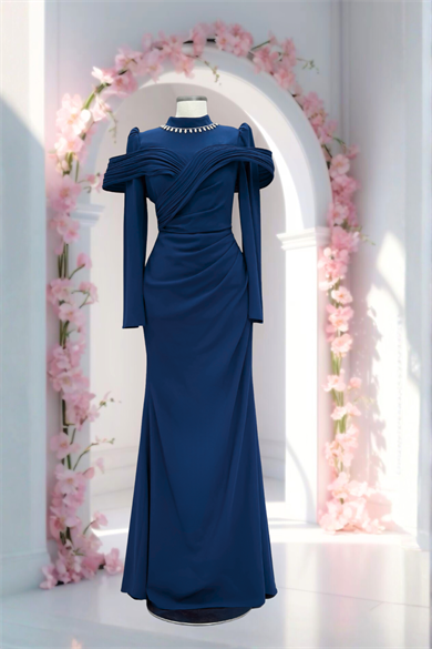 Dila Krep Abiye Lacivert