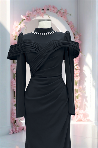 Dila Krep Abiye Siyah