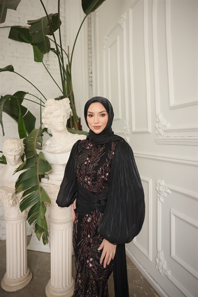 Duru Abiye Siyah-Bordo
