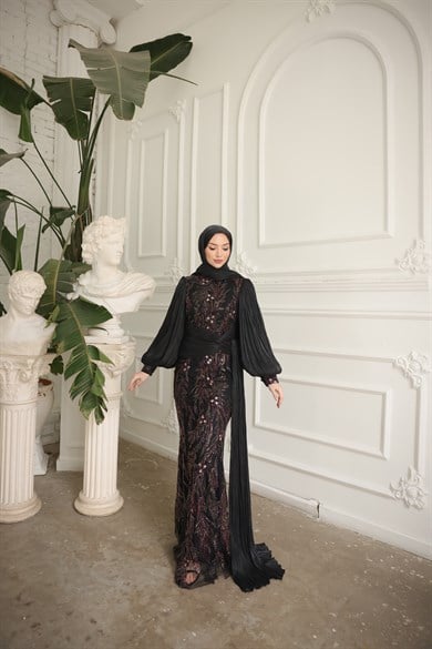 Duru Abiye Siyah-Bordo