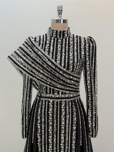 Elegance Abiye Siyah Gümüş